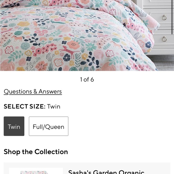 Pottery Barn Sasha's Garden Organic Duvet Cover TWIN- duvet cover only! - Picture 2 of 5